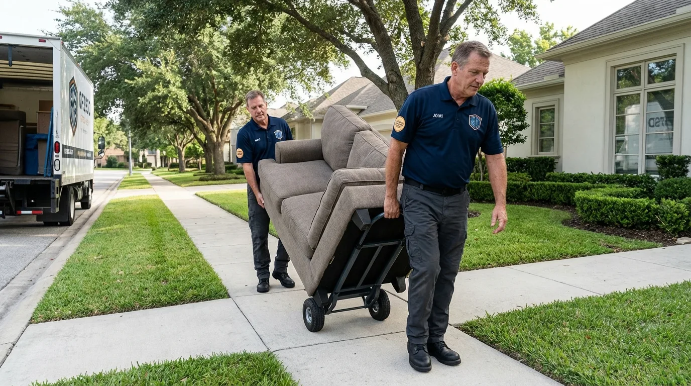 Local residential moving crew loading furniture in Oxford, PA